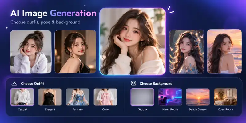 Ourdream AI image generation feature with character styles and backgrounds

