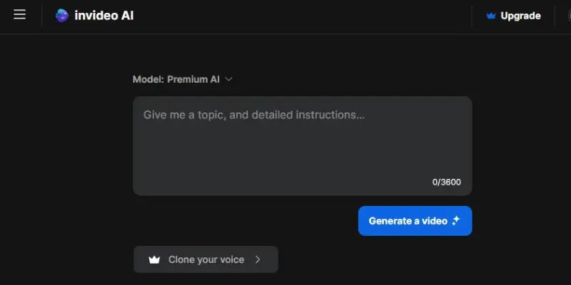 InVideo AI dashboard for marketing videos