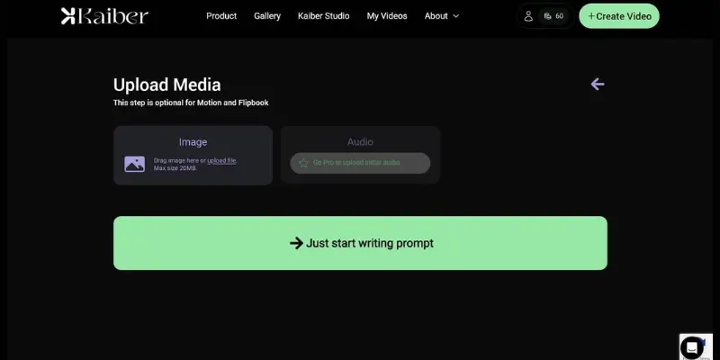  Kaiber AI video dashboard for creative storytelling, a popular luma ai alternatives tool for artists.