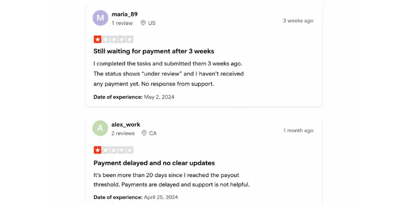 Outlier AI reviews about payment delays 