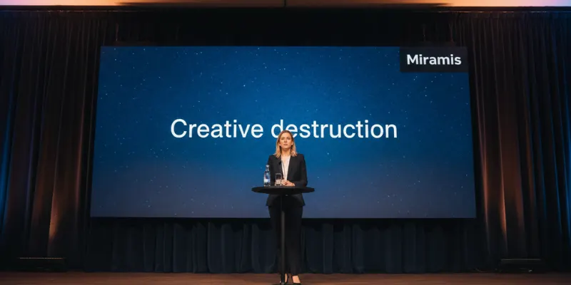Speaker discussing law firm AI use at Miramis legal conference