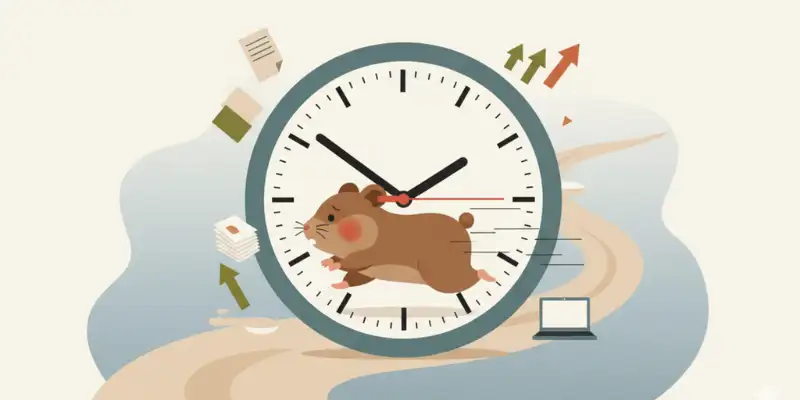 Illustration shows time pressure and falling productivity in the AI gold rush
