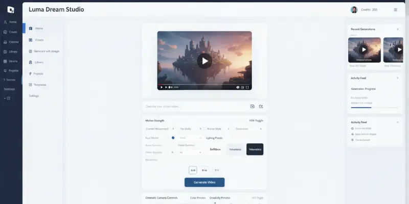 Luma Dream Machine dashboard