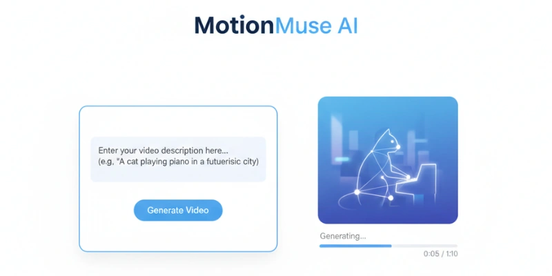 MotionMuse AI text-to-video interface with preview screenshot – Unlucid AI alternative