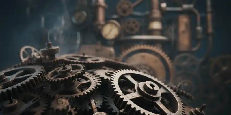 Metal gears symbolizing multi-agent AI economics and interconnected AI systems.