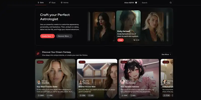 Nectar AI roleplay chat interface

