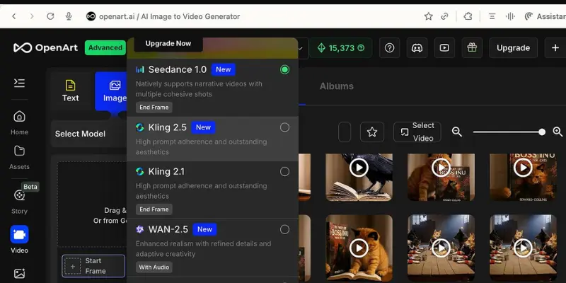 OpenArt AI dashboard screenshot