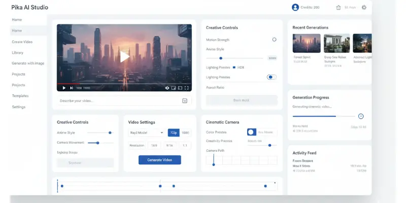 Pika AI video generator dashboard