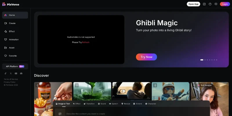 Pixverse AI dashboard – cinematic kling ai alternatives