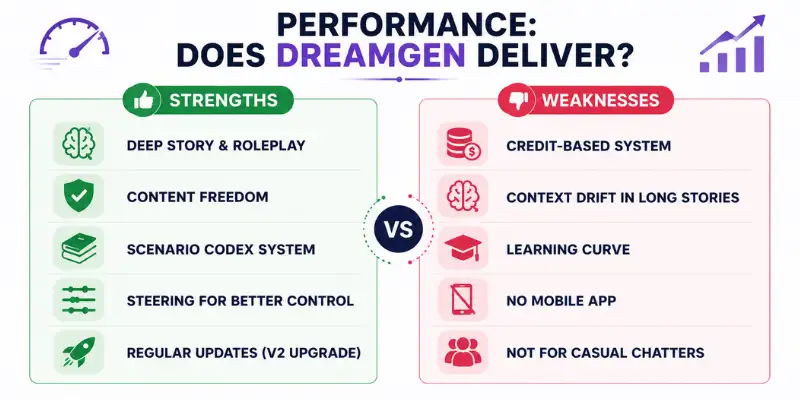 DreamGen Review strengths and weaknesses