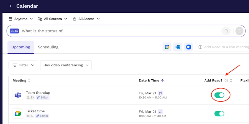  Read AI meeting summary dashboard among top Otter.ai alternatives