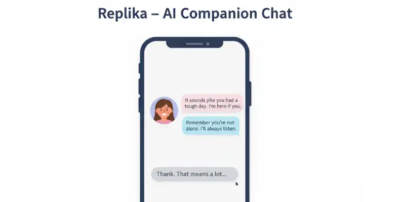 Emotional AI chat conversation showing caring messages, example of Candy AI alternative