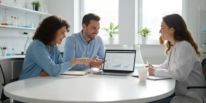 Researchers studying GPT-5.2 theoretical physics breakthrough in a bright lab.