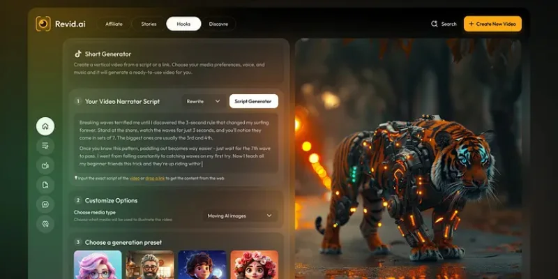 Revid AI interface generating short clips from long content – effective invideo AI alternative for content repurposing