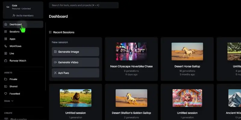 runway ai interface- vidu ai alternatives 