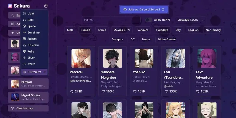  Sakura AI anime roleplay dashboard
