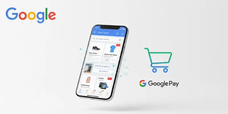 Google AI shopping feature showing smartphone product search and buy options