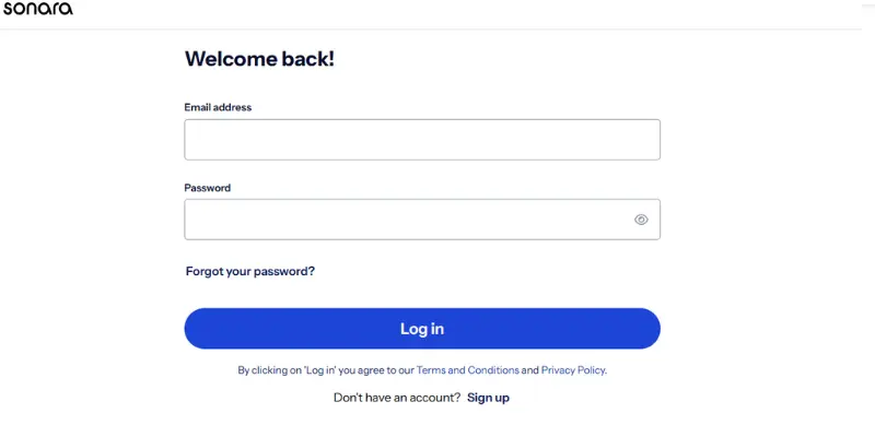 sonara ai login page