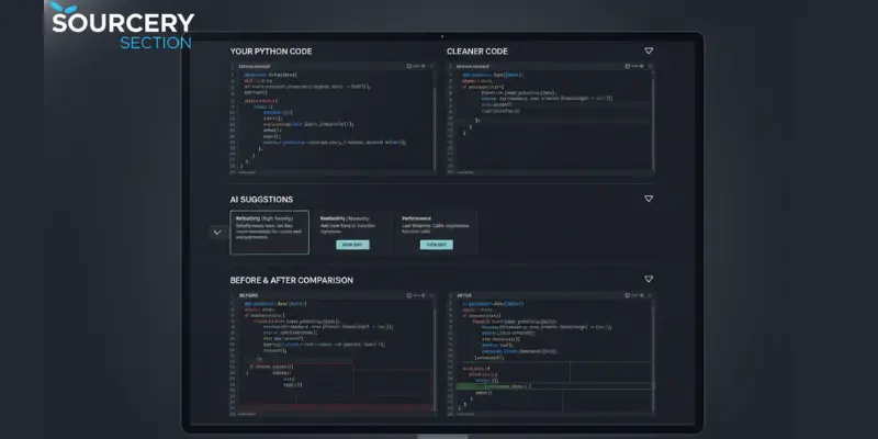 Sourcery dashboard with Python refactoring recommendations