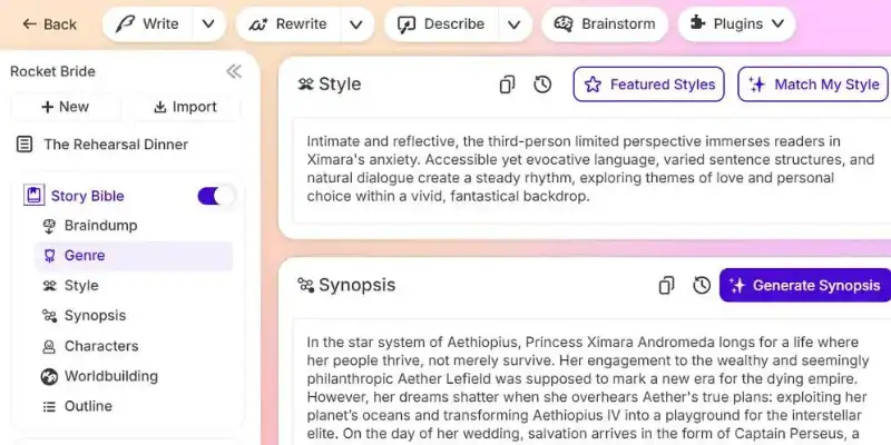 Sudowrite AI writing dashboard
