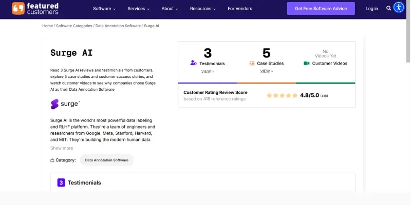 Surge AI customer reviews and ratings
