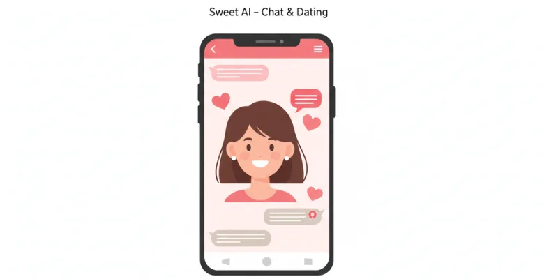  Playful AI chat interface with dating-style conversation, Candy AI alternative illustration