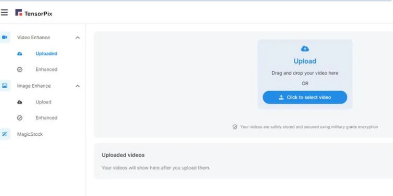 TensorPix online AI video enhancement dashboard
