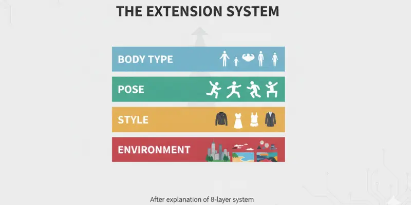  Seduced AI extension stacking system showing layered content customization
