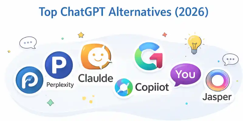 Top ChatGPT alternatives tools logos banner illustration