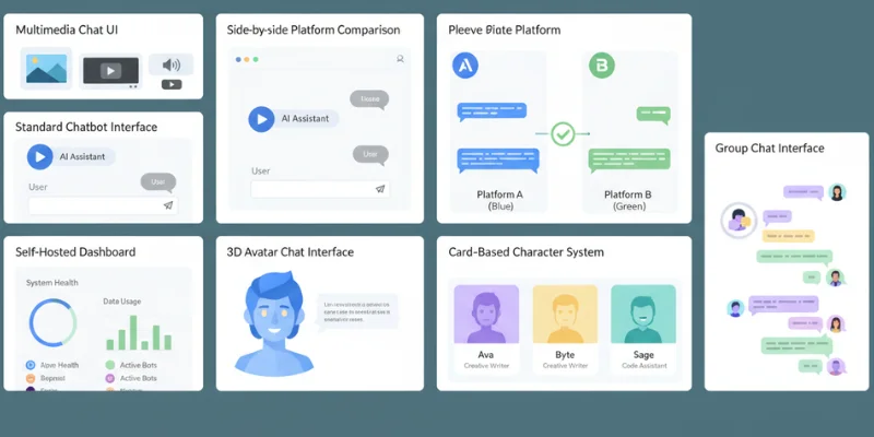 Janitor AI alternatives use cases dashboard illustration