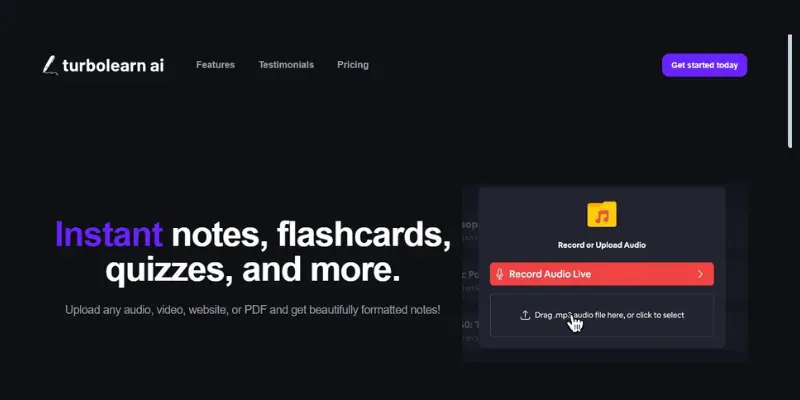 TurboNote AI making quick PDF summaries, free Turbolearn AI alternative for students