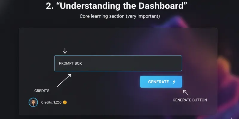  MotionMuse AI dashboard showing prompt box and generate button
