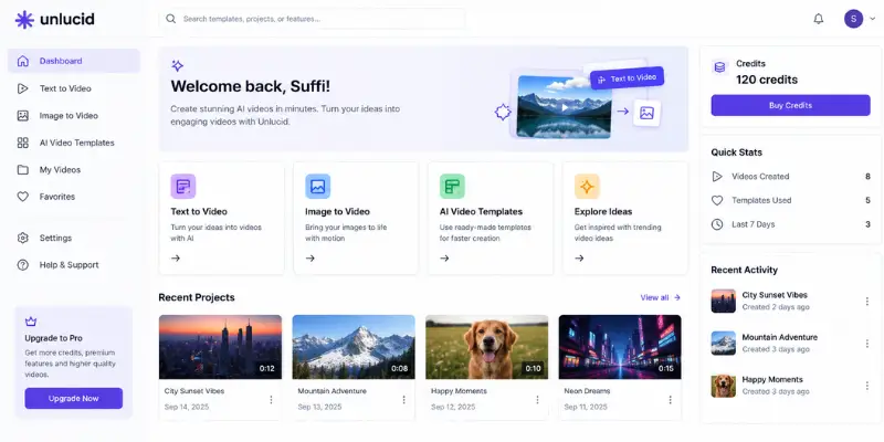 unlucid ai interface 