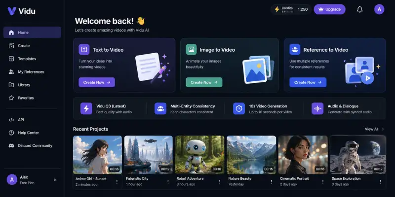vidu ai dashboard