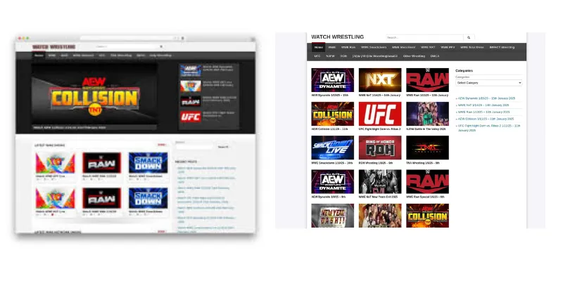 watchwrestling st wrestling streaming site layout – watchwrestling ai alternatives
