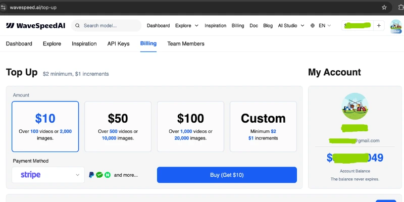 WaveSpeed AI dashboard – fast kling ai alternatives