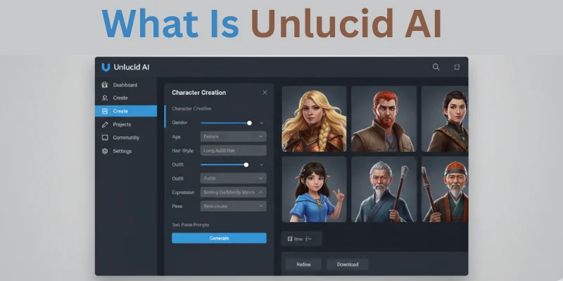 Unlucid AI interface showing AI character creation and chat interaction for beginners – Unlucid AI alternative guide