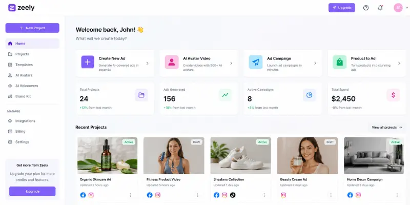 Zeely AI dashboard
